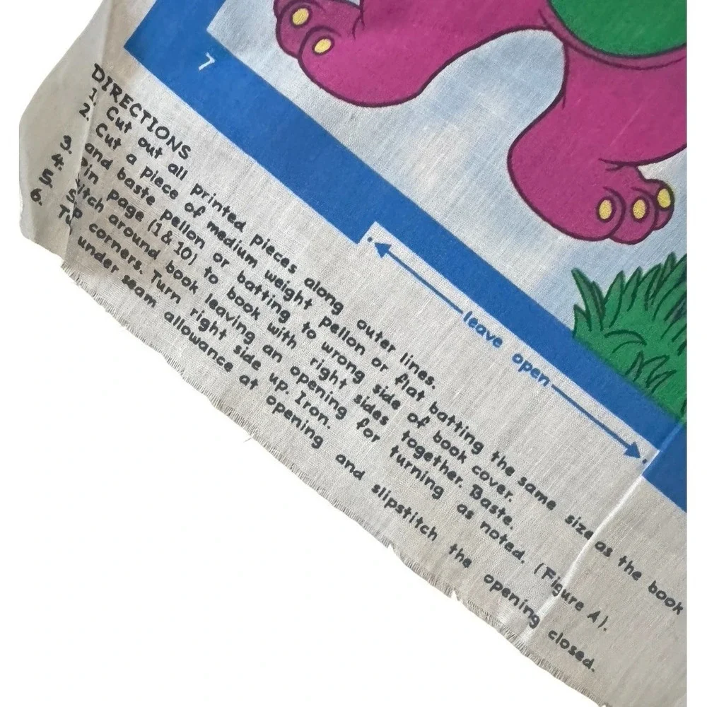 Vintage Barney Book of Colors Fabric Panel Sewing Craft Book Quilt Cotton Uncut